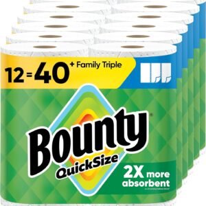 Bounty Quick-Size Paper Towels, White, 12 Pack