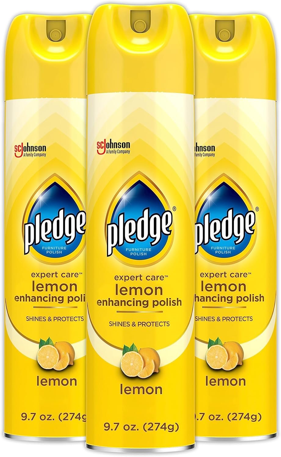 Pledge Enhancing Polish, Furniture & Wood Spray, Lemon Scent, 9.7oz (Pack of 3)